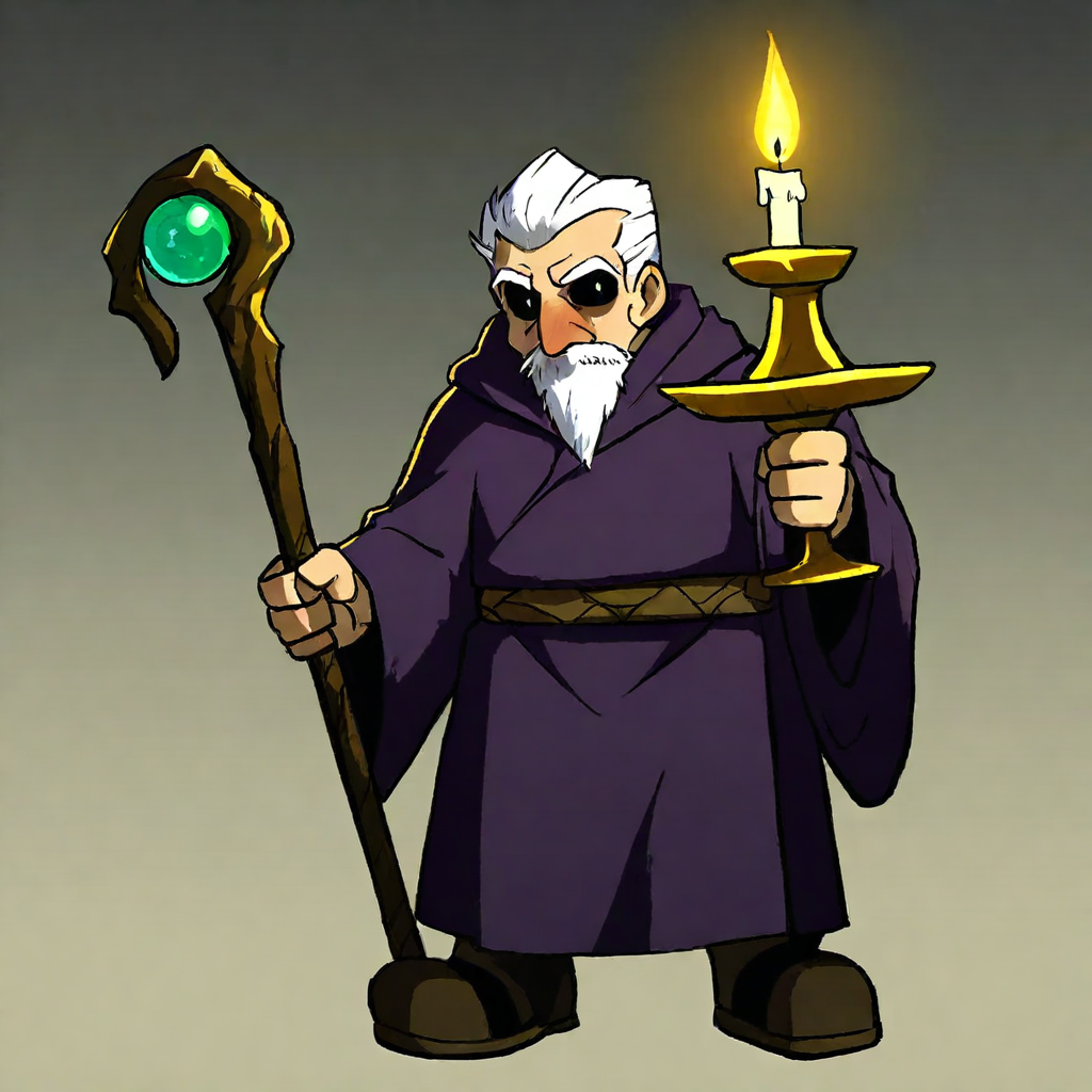 Magister Vell mixing emerald draught at his alchemy bench